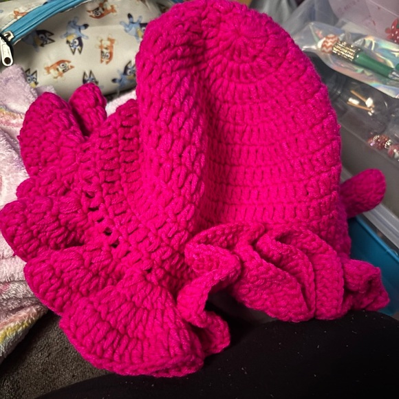 Orange Crochet Ruffle Hat - Picture 3 of 7